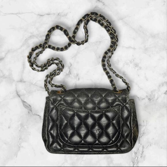 Chanel Metallic Leather Mini Flap Bag Gold Chain - Picture 2 of 4